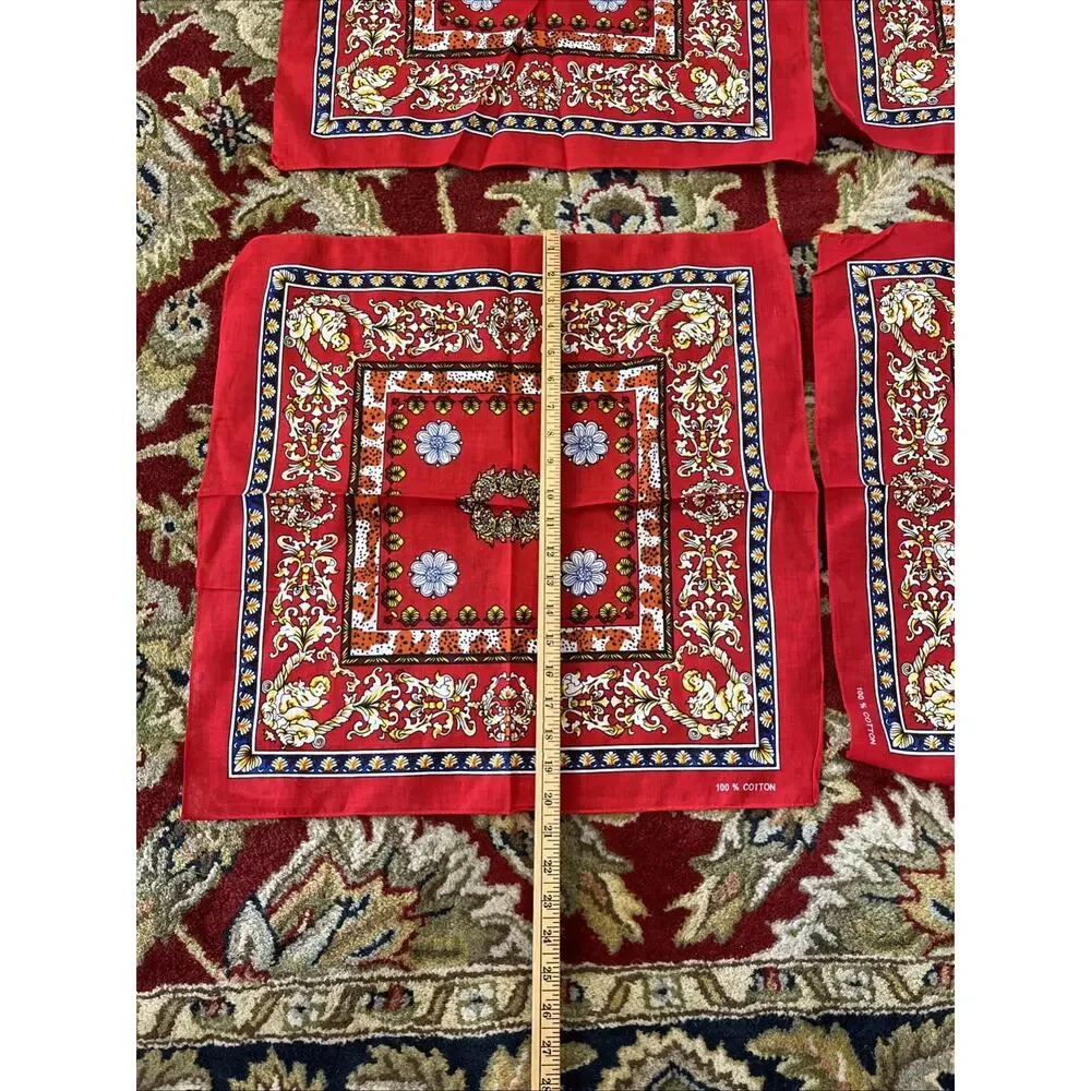 Red Bandana Bohemian Style 100% Cotton Neck Scarf Boho Block Print Lot 4